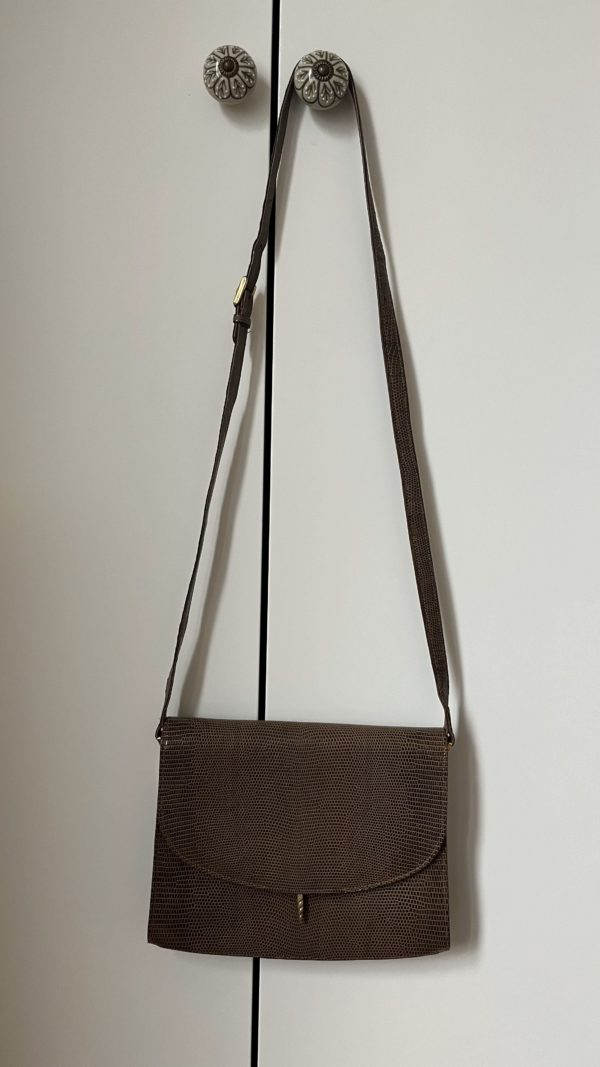 Vintage Light Brown Lizard Shoulder Bag - immagine 4