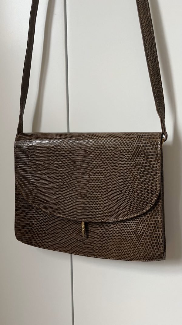 Vintage Light Brown Lizard Shoulder Bag - immagine 5