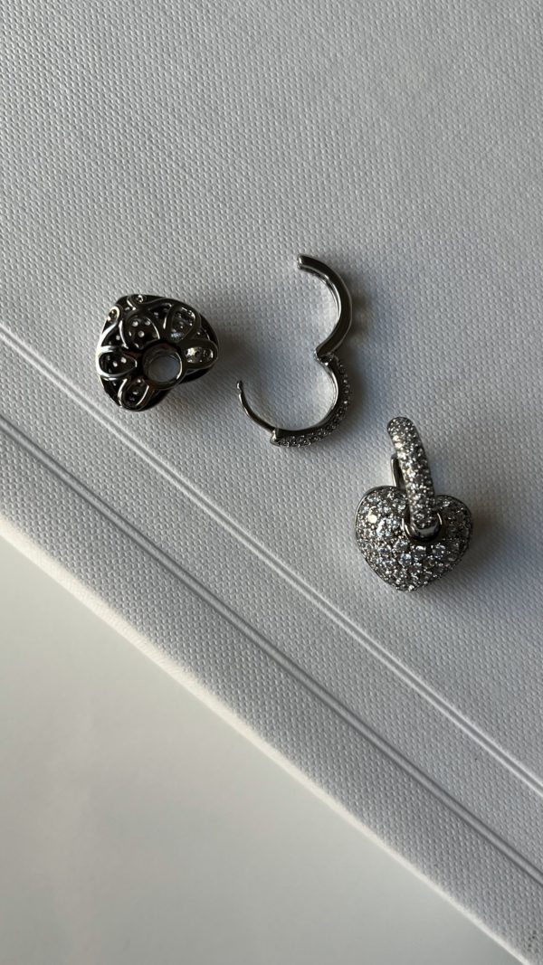 New Silver Tone Heart Transformer Earrings - immagine 8