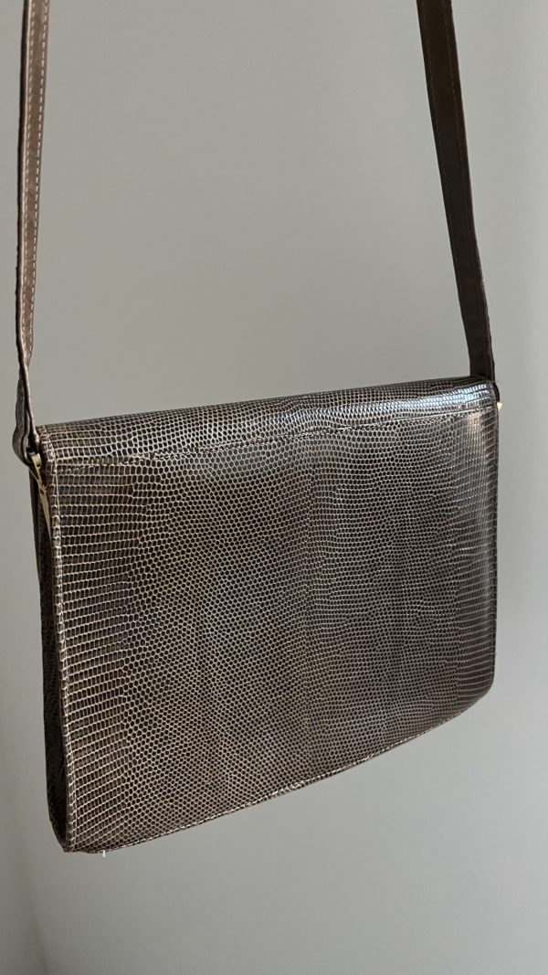 Vintage Light Brown Lizard Shoulder Bag - immagine 7