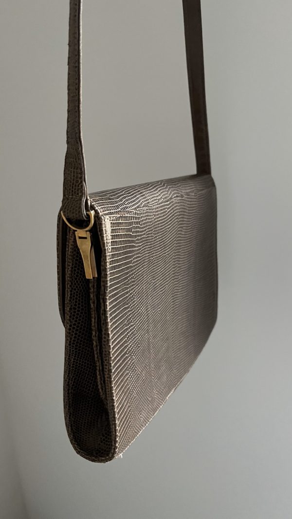 Vintage Light Brown Lizard Shoulder Bag - immagine 8