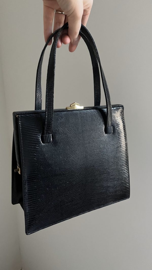 Vintage Black Lizard Handbag