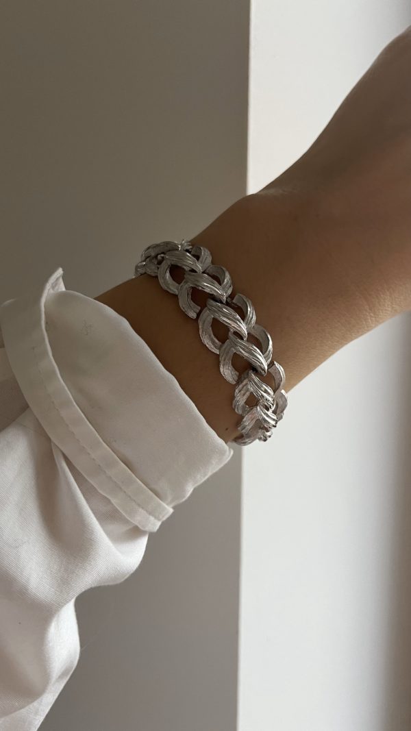 Vintage Silver Tone Mate Finish Chain Bracelet by TRIFARI