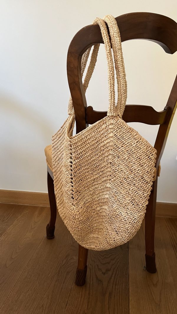 Nude Raffia Shoulder Bag